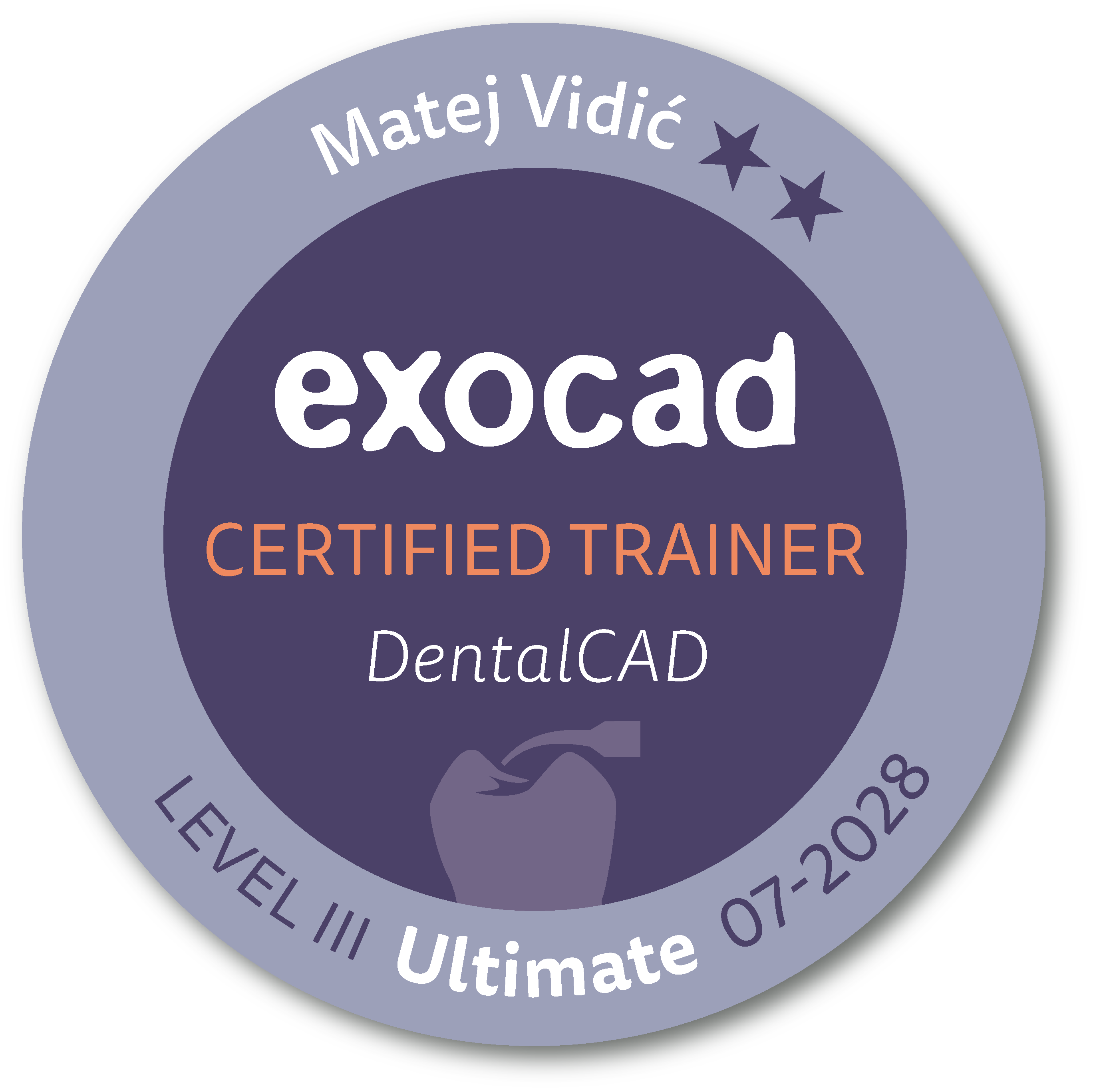 Exocad Certified Trainer — Matej Vidić, Level III Ultimate
